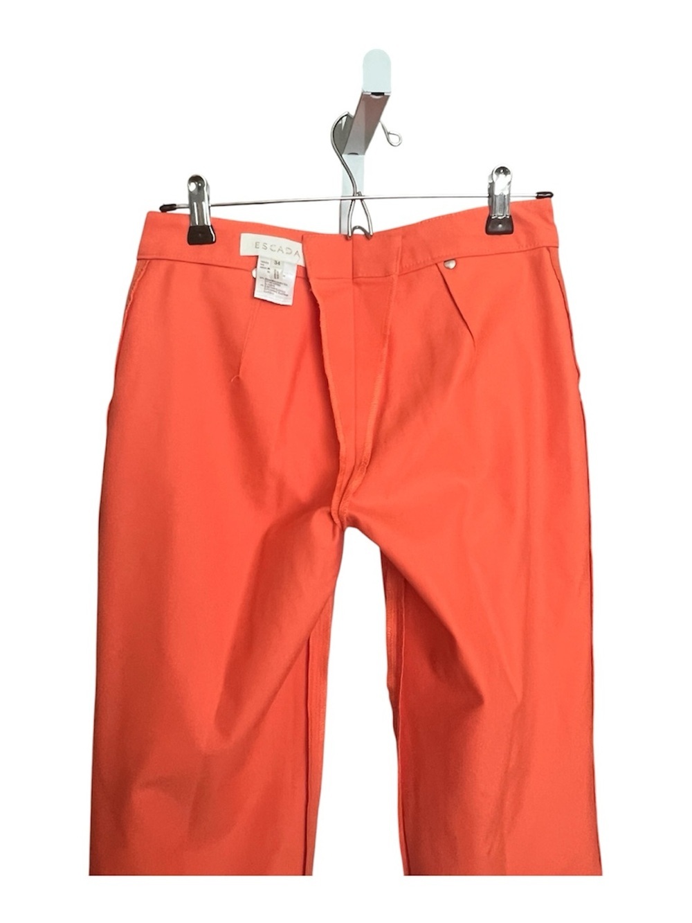 Escada Lace Up Front Orange Pants SZ 34/XS Vacation Summer Casual Mini Flare Leg - Picture 6 of 14